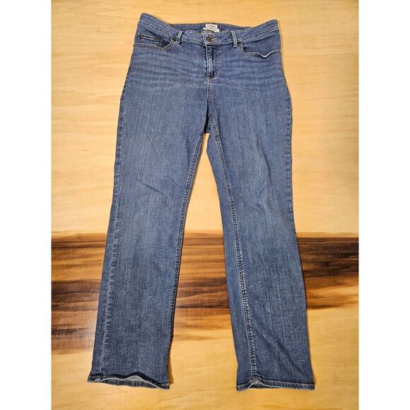 LL‎ Bean Blue Straight Leg Favorite Fit Mid Rise Jeans Women's Size 12 - Picture 1 of 7